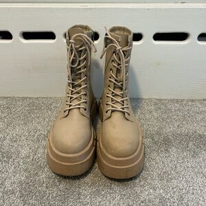 Forever 21 Tan Lace-Up Combat Boots